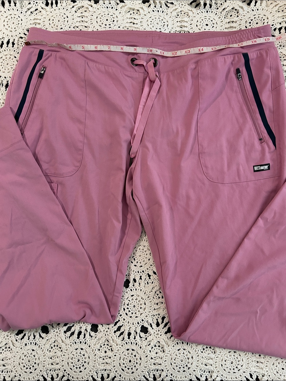Barco Uniforms Rose Pink Drawstring Jogger Pants with Navy Trim